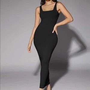 Dress maxi basic tank scoop neck black sexy women long dress